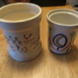 Set of 2 Ceramic Butter Crocks for Kitchen Utensils